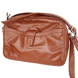 Handbag Brown Leather Purse Shoulder Cross Body Big Pocks Bag Vintage SUSAN GAIL